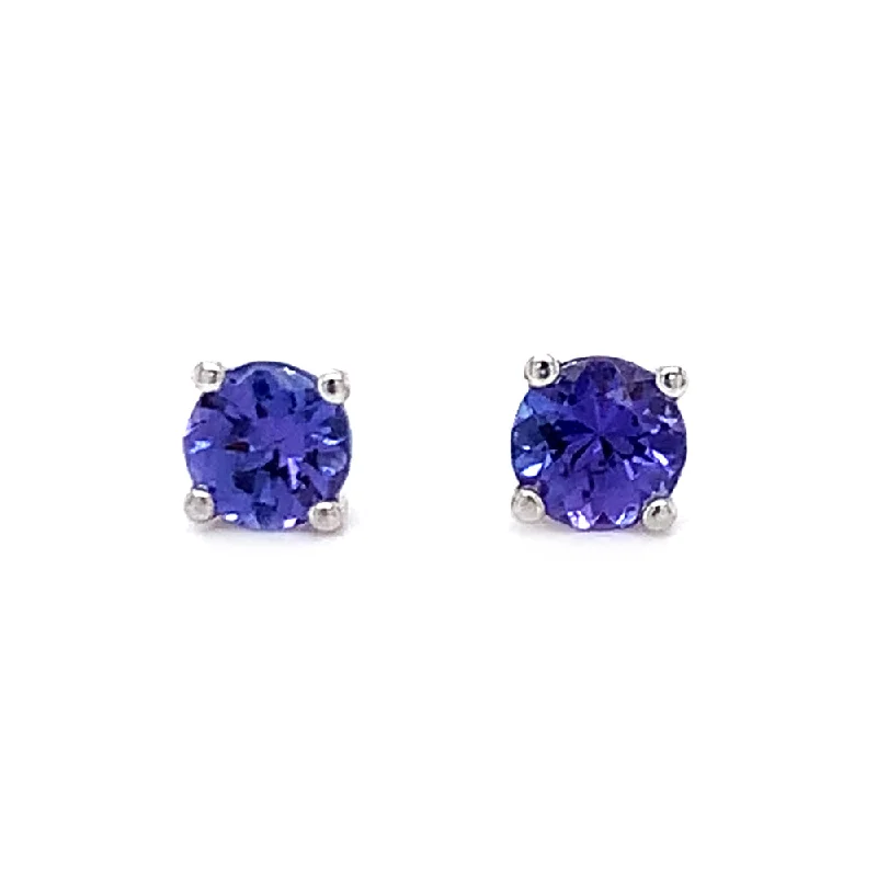 sapphire earrings for women -Tanzanite & White Gold Stud Earrings