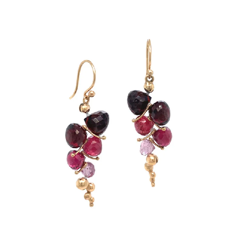 modern diamond earrings -Almandine, Malaya, & Rhodolite Garnet Drop Earrings - "Small Caviar"