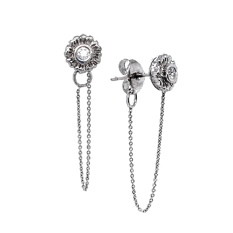 handmade gemstone earrings -White Gold & Diamond Stud Earrings - "Flora"