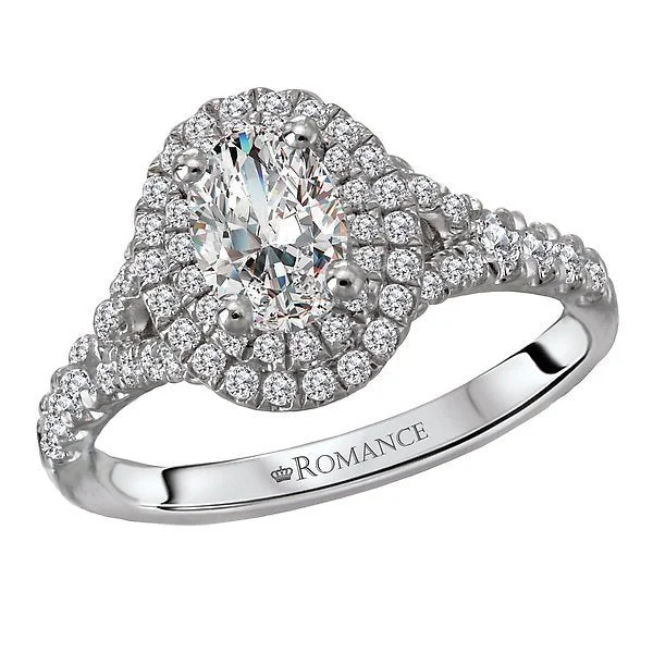 engagement rings for proposal -14KT WHITE GOLD 1 CTW DIAMOND DOUBLE OVAL HALO RING