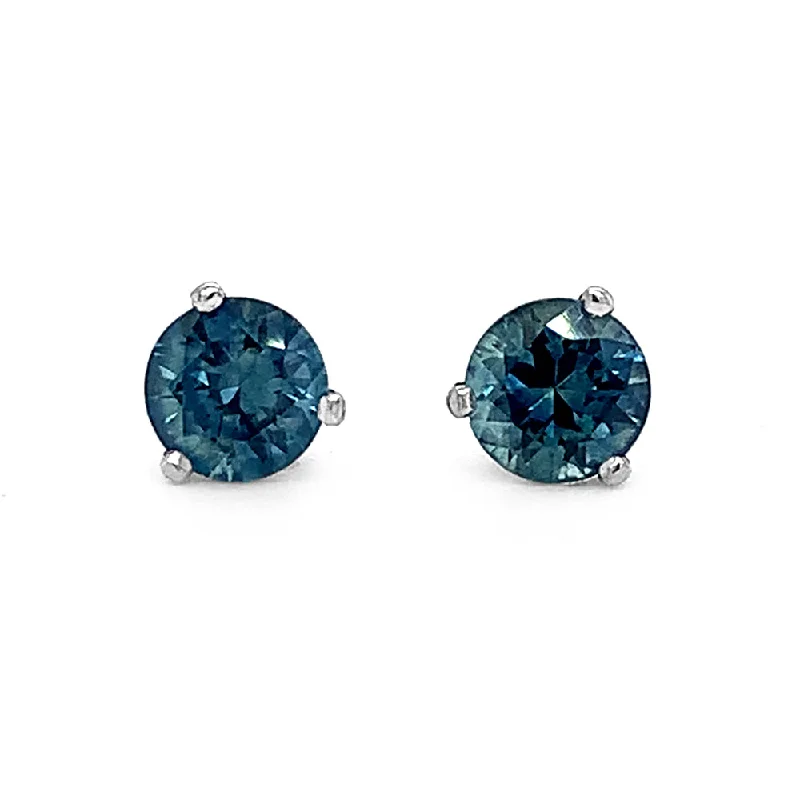 chic drop earrings -Montana Sapphire & White Gold Stud Earrings - "Neptune's Gaze"