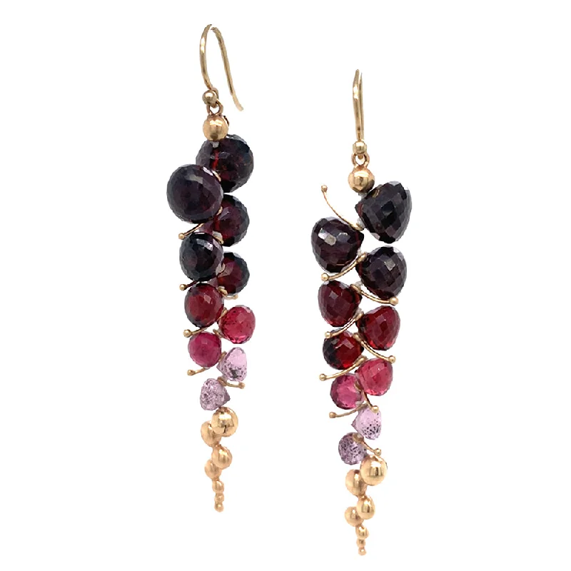 handmade gemstone earrings -Almandine, Malaya, & Rhodolite Garnet Drop Earrings - "Large Caviar"