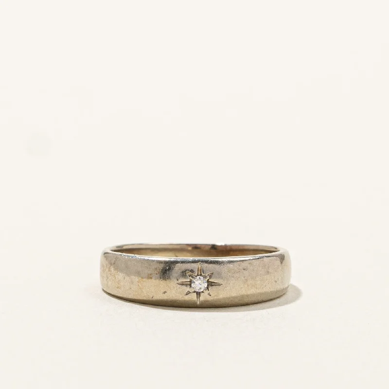 affordable wedding rings -Diamond White Gold Starburst Band | 0.02ct | SZ 8.25 |