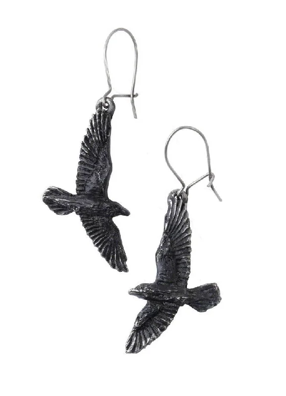 boho chic earrings -Black Raven Earrings by Alchemy Gothic