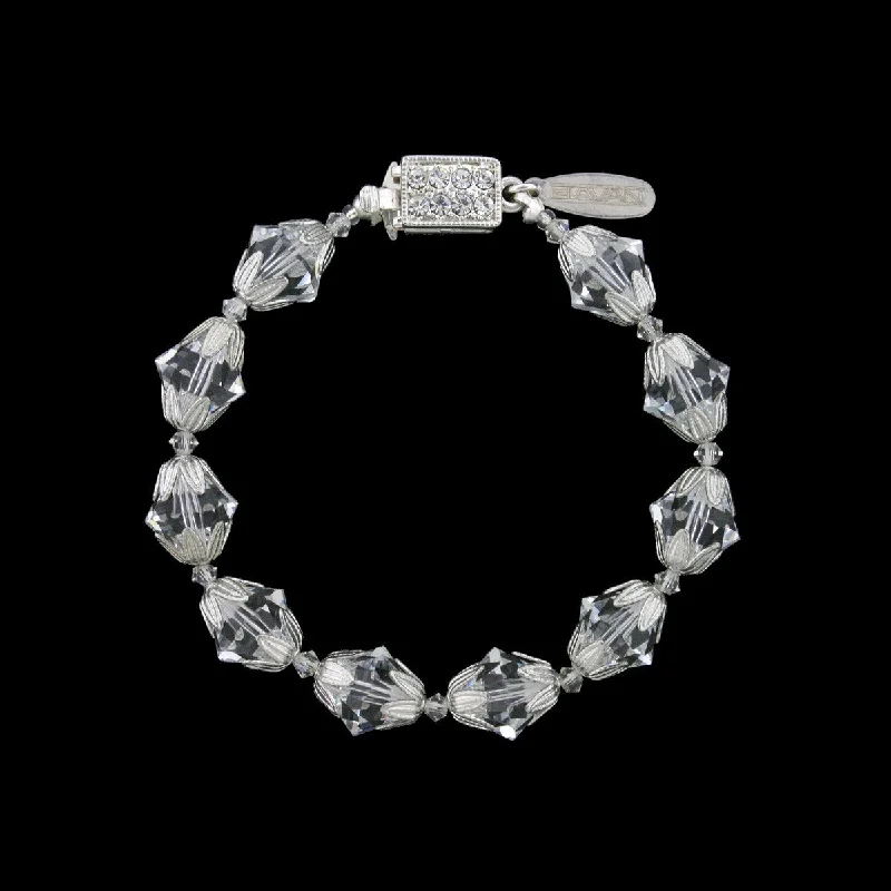 Crystal Bead Bracelet with Silver Accents