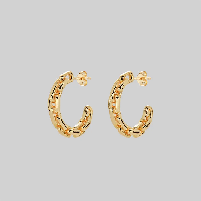 crystal drop earrings -RESOLUTE. Chunky Chain Hoop Earrings - Gold