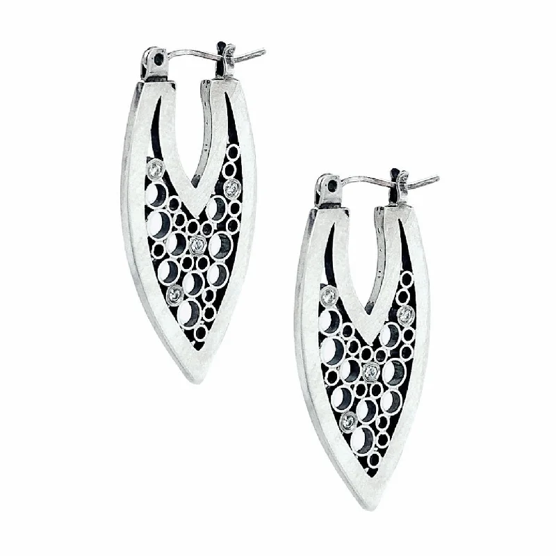 stylish earrings for women -Diamond Pointed Hoop "Luz" Earrings