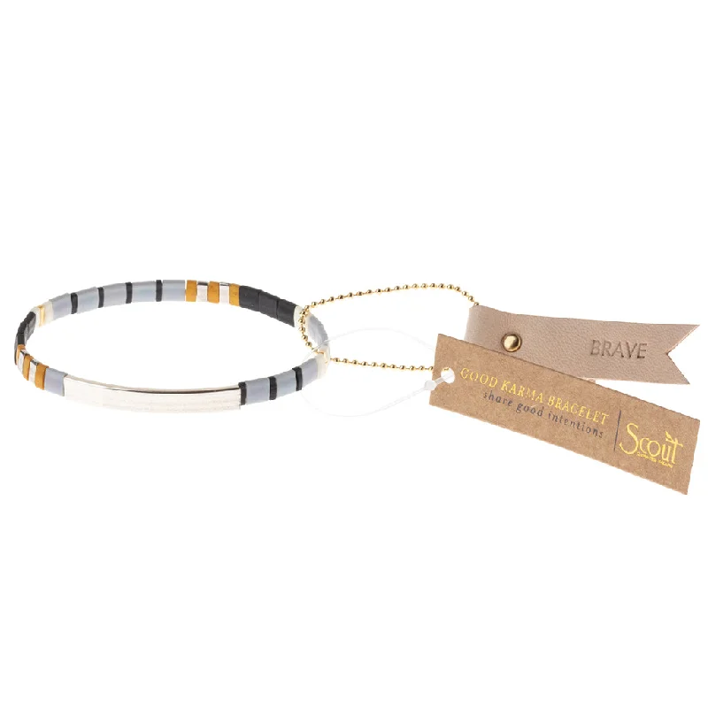 Good Karma Miyuki Bracelet | Brave - Gray/Black/Silver