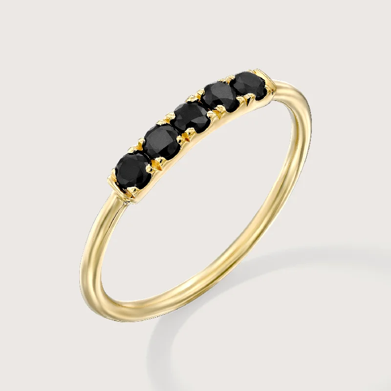 luxury wedding bands -Candy Gold Ring Black Diamonds