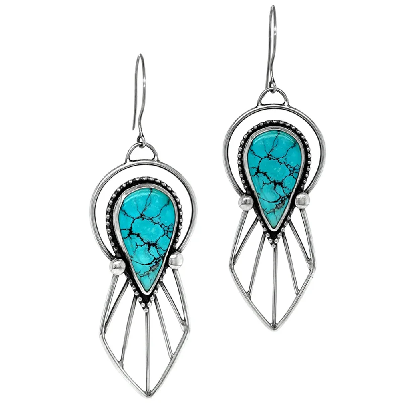 vintage-style earrings -Sterling Silver Drop Earrings with Turquoise - "Moon River"