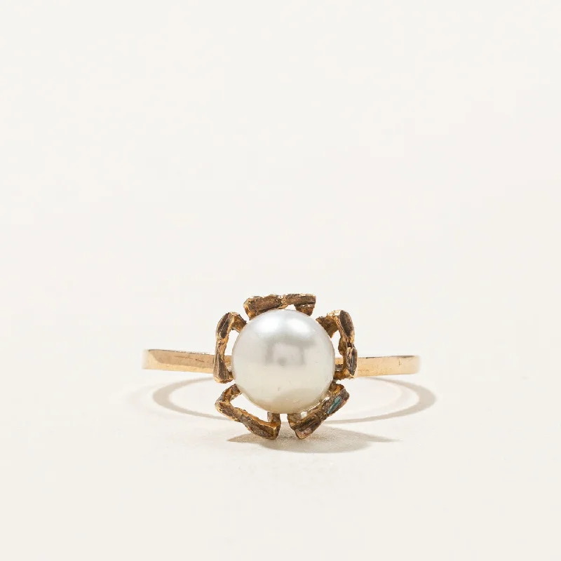 beautiful gemstone rings -High Set Pearl Ring | SZ 7.25 |