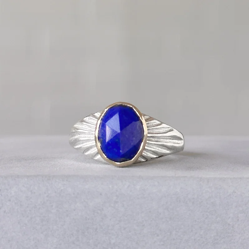 elegant vintage rings -Lapis Silver and Gold Calista Ring