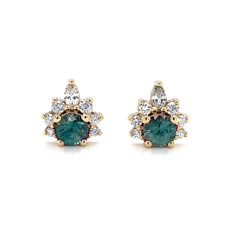 statement chandelier earrings -Montana Sapphire & Diamond Stud Earrings - "Stardust"