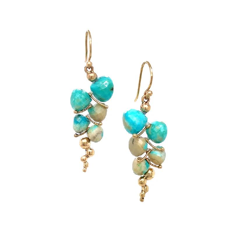 hoop earrings with gemstones -Turquoise Briolette Drop Earrings - "Small Caviar"