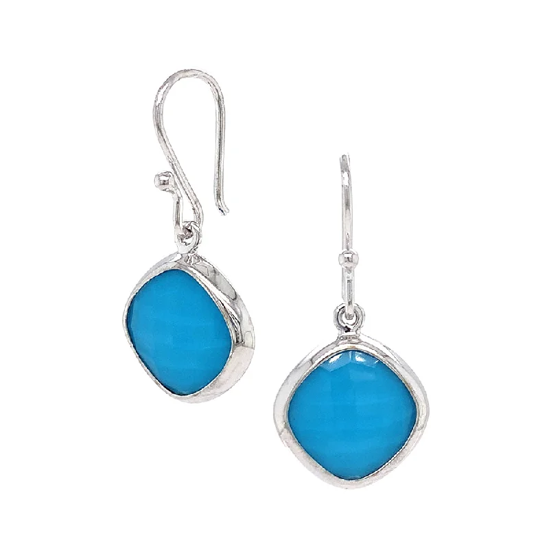 colorful dangly earrings -Sterling Silver & Turquoise Doublet Earrings