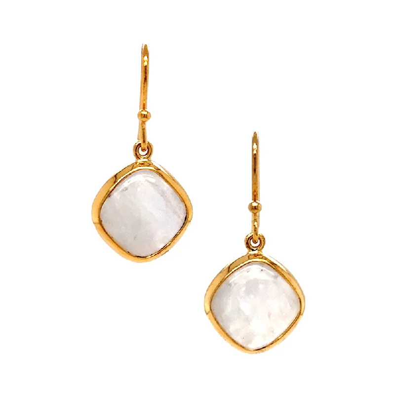 stud earrings for women -Gold Vermeil Kite Shaped Moonstone Drop Earrings