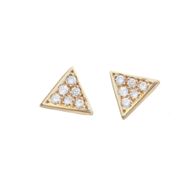 statement earrings for women -Tiny Triangle Diamonds Stud Earrings