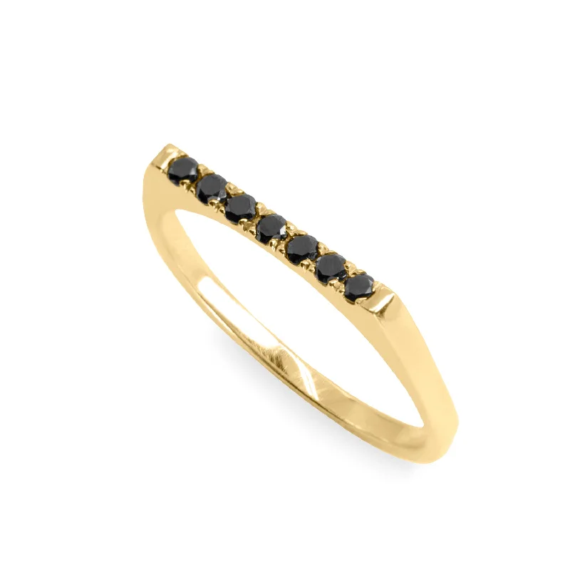 silver rings for women -Carrie Gold Ring Black Diamonds