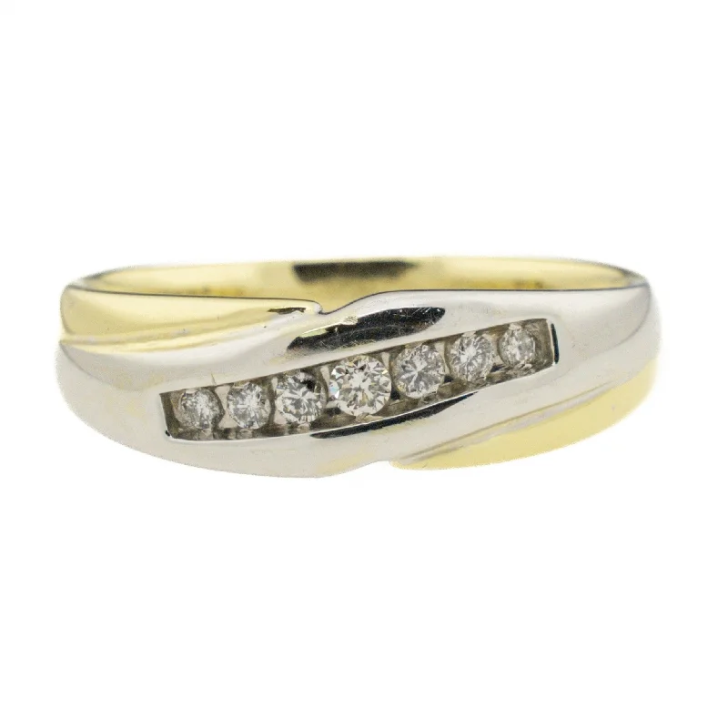 intricate engagement rings -0.20ctw Round Diamond Men's Wedding Band Ring in 14K Two Tone Gold