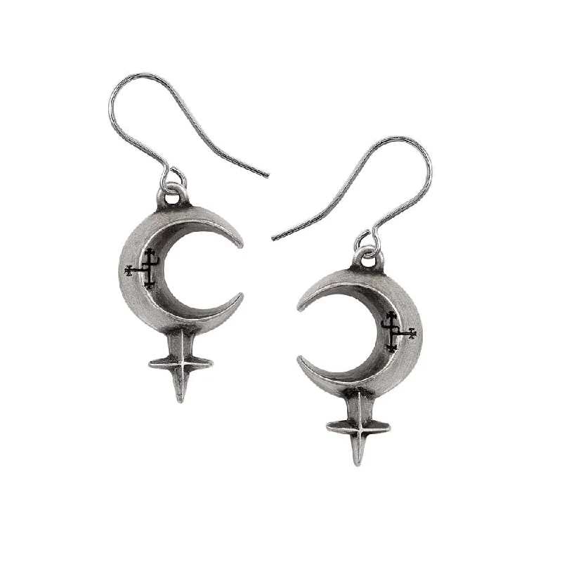 hoop earrings for women -Lilith Crescent Moon Earrings by Alchemy Gothic