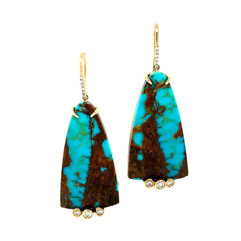 ear cuffs for women -Kingman Turquoise & Diamond Earrings- "Fresco"