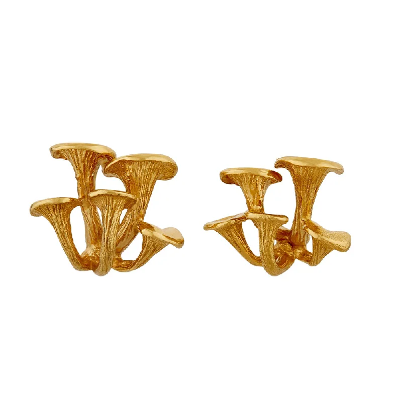 colorful gemstone earrings -Gold Vermeil Stud Earrings - "Clustered Mushrooms"