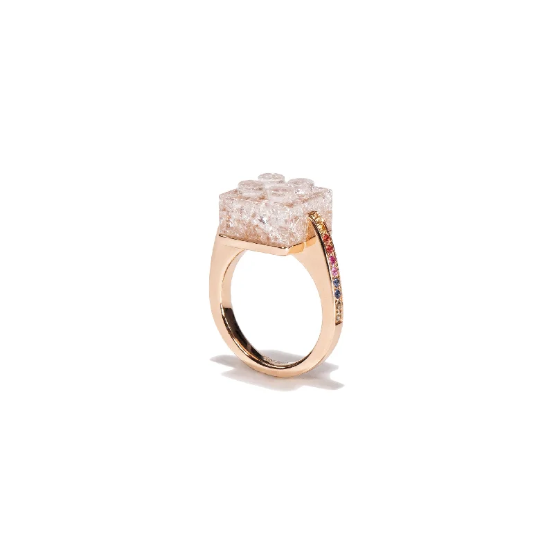 stylish stack rings -The Bare Block Ring - White Quartz