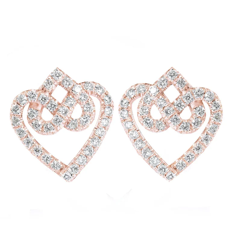 elegant hoop earrings -Hearts Lock Knot Stud Diamond Earrings ♥