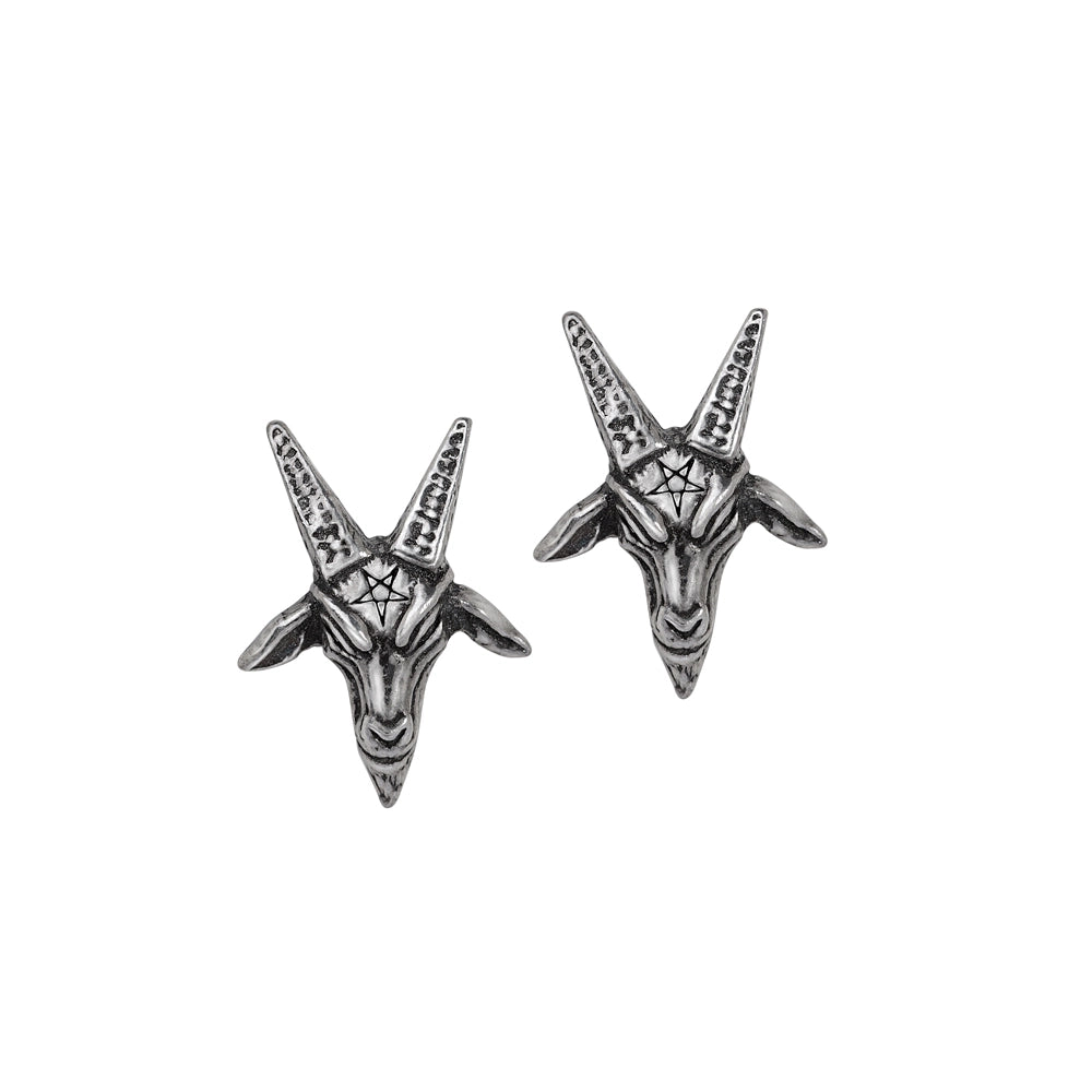 trendy gold earrings -Baphomet Stud Earrings by Alchemy Gothic