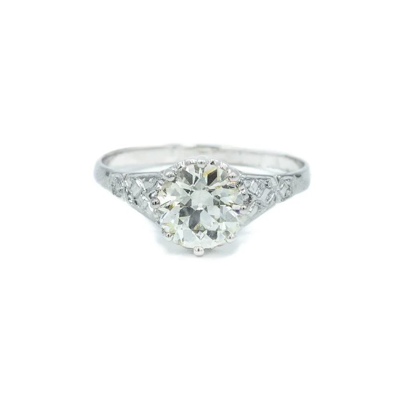 beautiful ring sets -Vintage Platinum 1.34ct 8-Prong Cathedral Ring