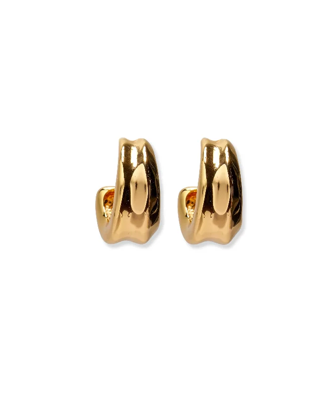 sparkling diamond stud earrings -Onda Hoops in Gold