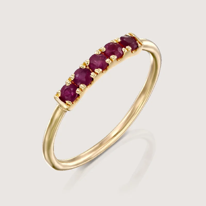 statement wedding rings -Candy Gold Ring With Ruby