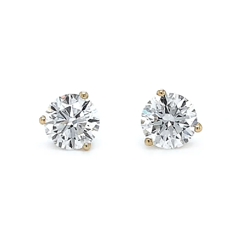 bridal earrings for women -Lab Grown Diamond Three-Prong Stud Earrings - 1.00ctw