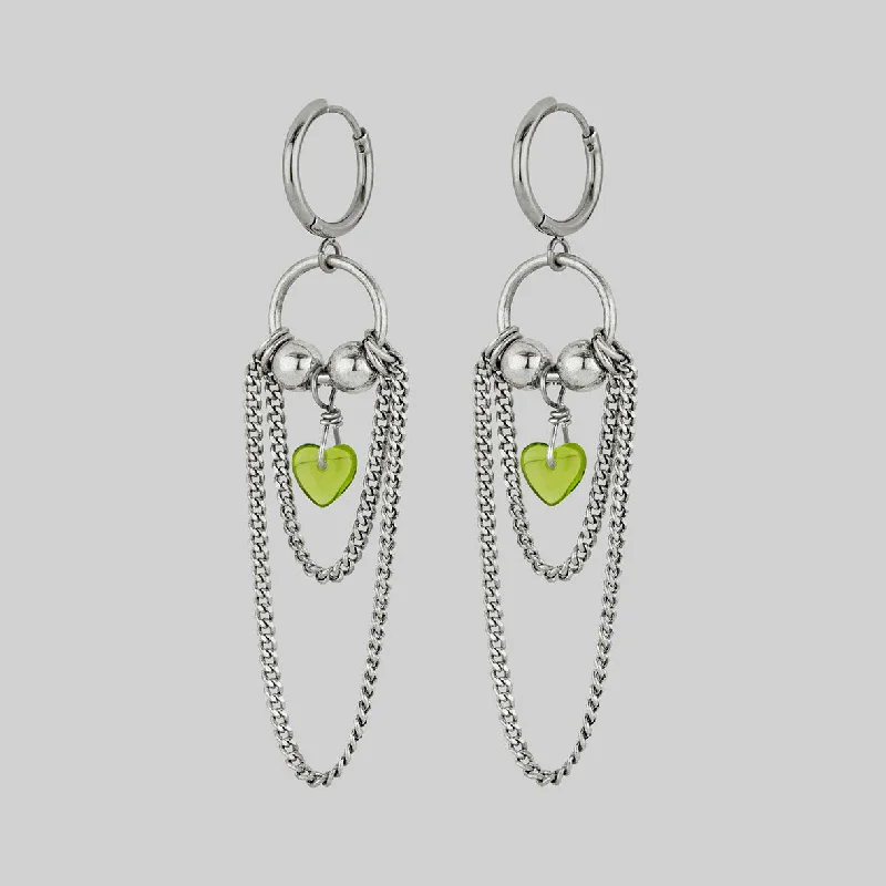 luxury earrings for women -POUR YOUR HEART OUT. Pierced Chain Drop Earrings - Silver