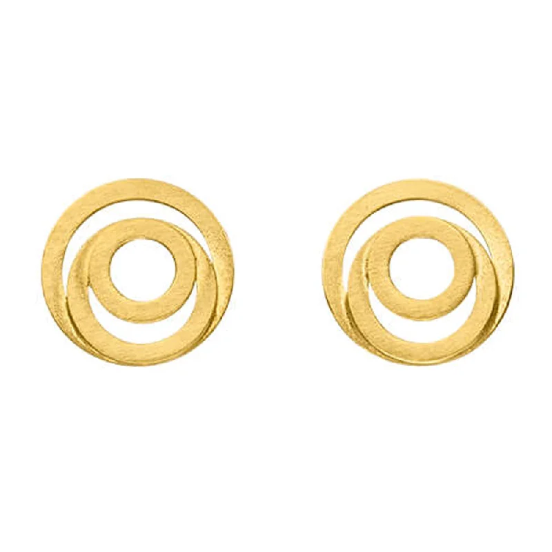 statement earrings for women -Geometric Gold Stud Earrings - "Molten Loops"