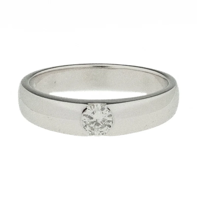 engagement rings with accent diamonds -0.36ctw Round Diamond Solitaire Men's Wedding Band Ring in 18K White Gold - 8.75