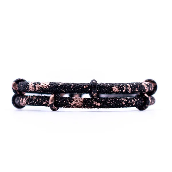 Matte Black Splashed Rose Gold Double Stingray Bracelet