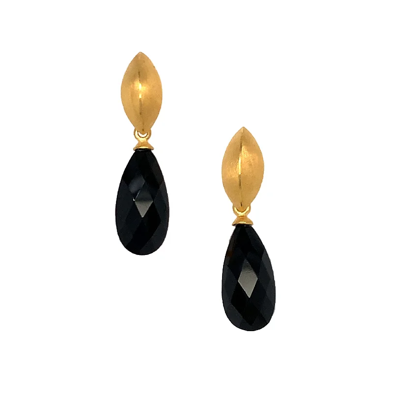 gorgeous dangly earrings -Gold Vermeil Marquise Studs with Black Spinel Drops