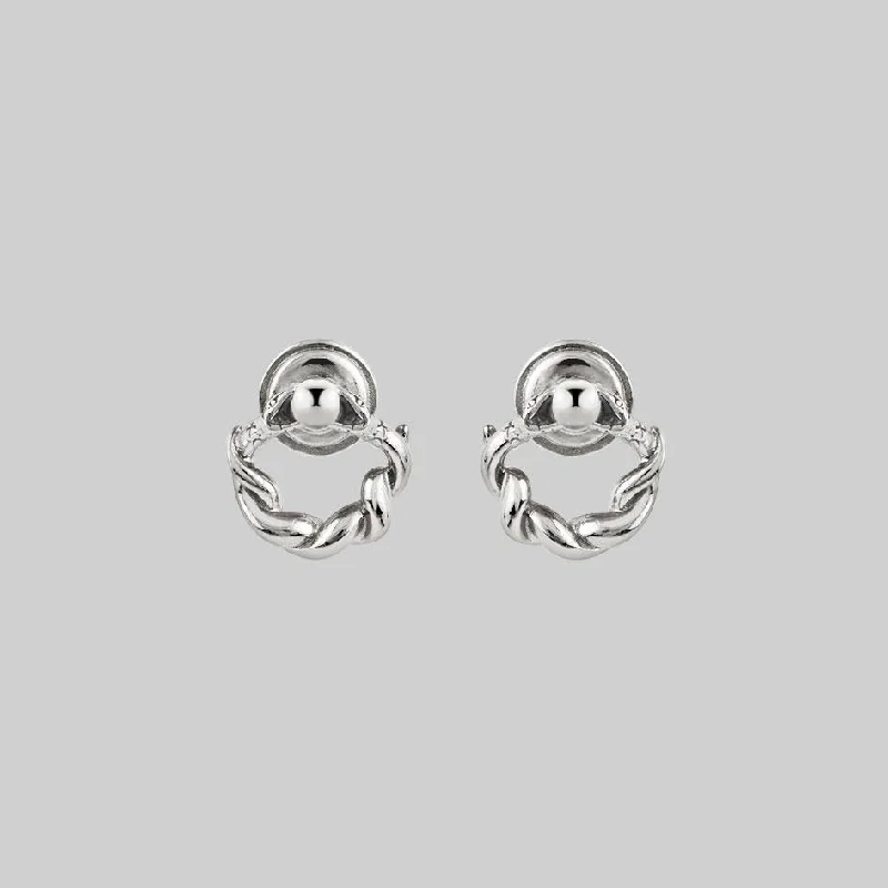 silver earrings for women -REFUTE. Twisted Snake Door Knocker Earrings - Silver