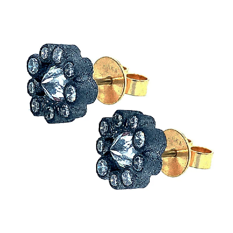 women earrings -Inverted Diamond Halo Earrings -"Celestials"