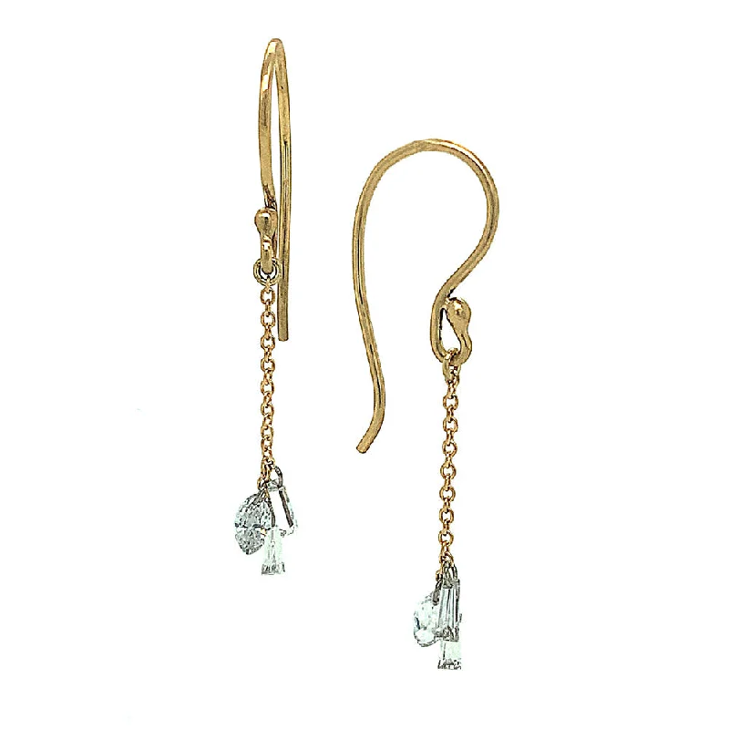 elegant hoop earrings -Marquise & Baguette Diamond Cluster Drop Earring