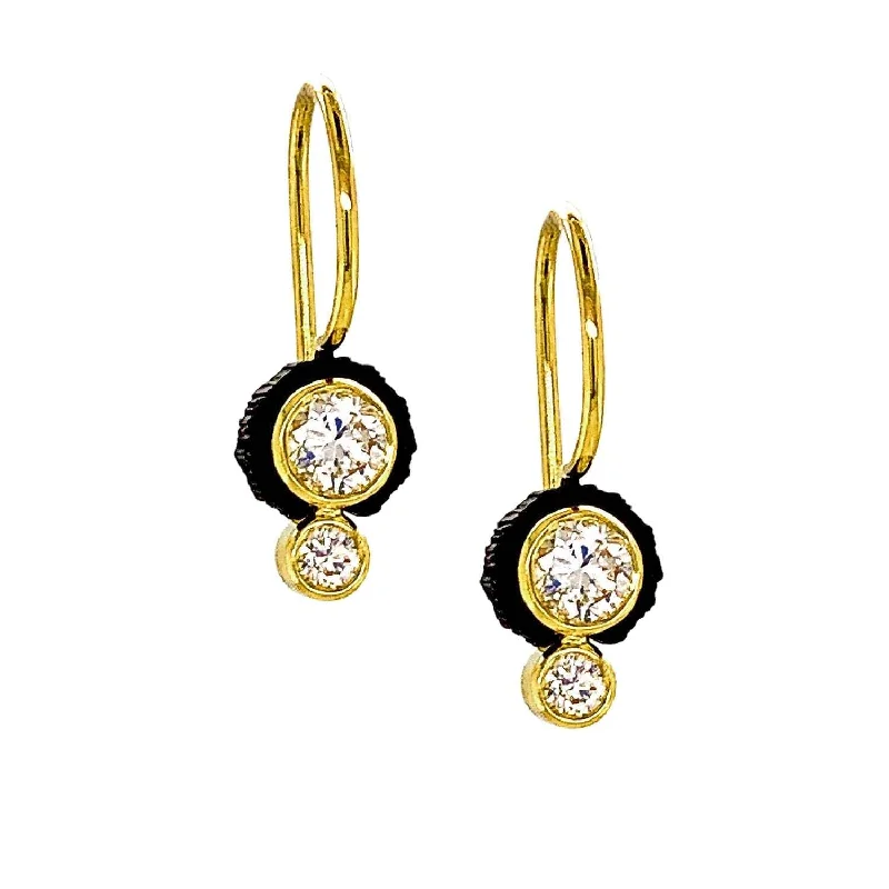 diamond earrings for women -Yellow Gold Diamond Drop Earrings - "Chroma"