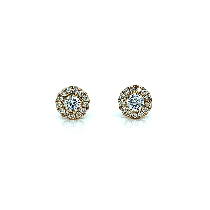 gemstone earrings for women -Petite Diamond Cluster Yellow Gold Studs