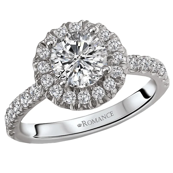 eco-friendly engagement rings -14KT WHITE GOLD 1.62 CTW DIAMOND ROUND HALO CATHEDRAL RING