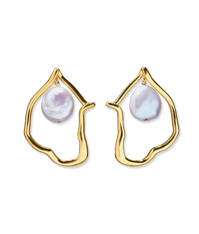 women’s gold drop earrings -Formation Earrings In Pearl