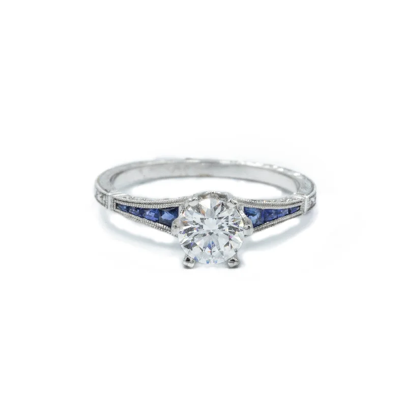 affordable wedding rings -18kw Sapphire & Diamond Tapered Ring