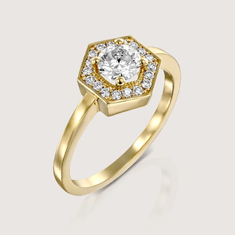 adjustable rings for women -Amy Gold Ring White 5mm Diamond