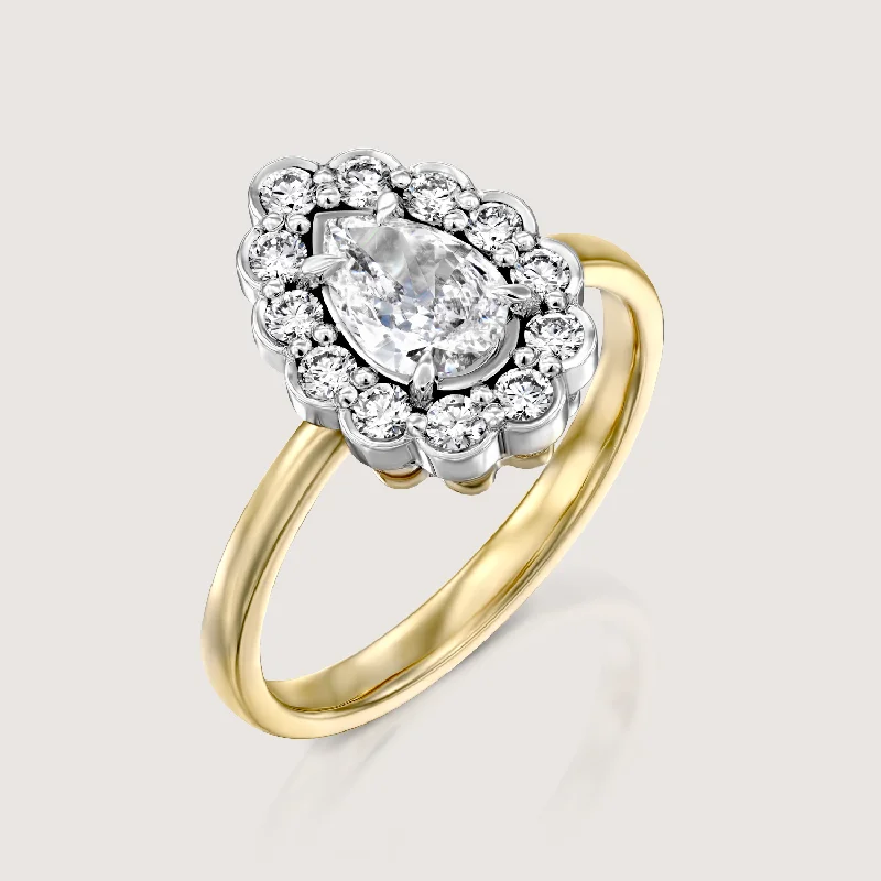 oval rings for women -Marie Antoinette Gold Ring White Diamonds