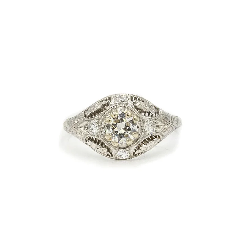 classic gold rings for women -Platinum .60ct Edwardian Diamond Ring