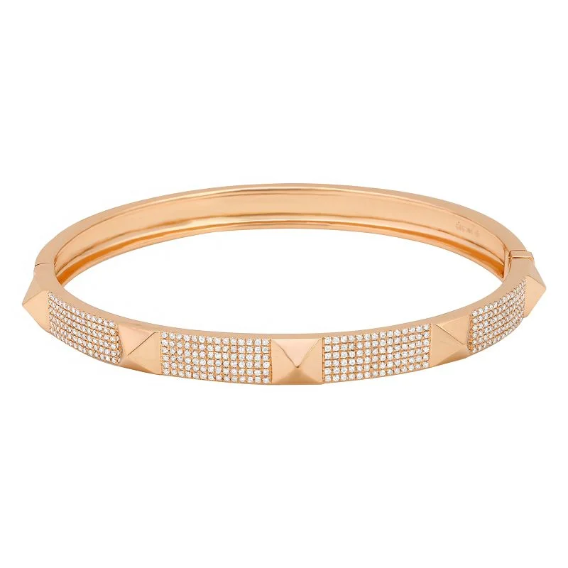 JADE 14K  GOLD PYRAMID BANGLE BRACELET - 5MM